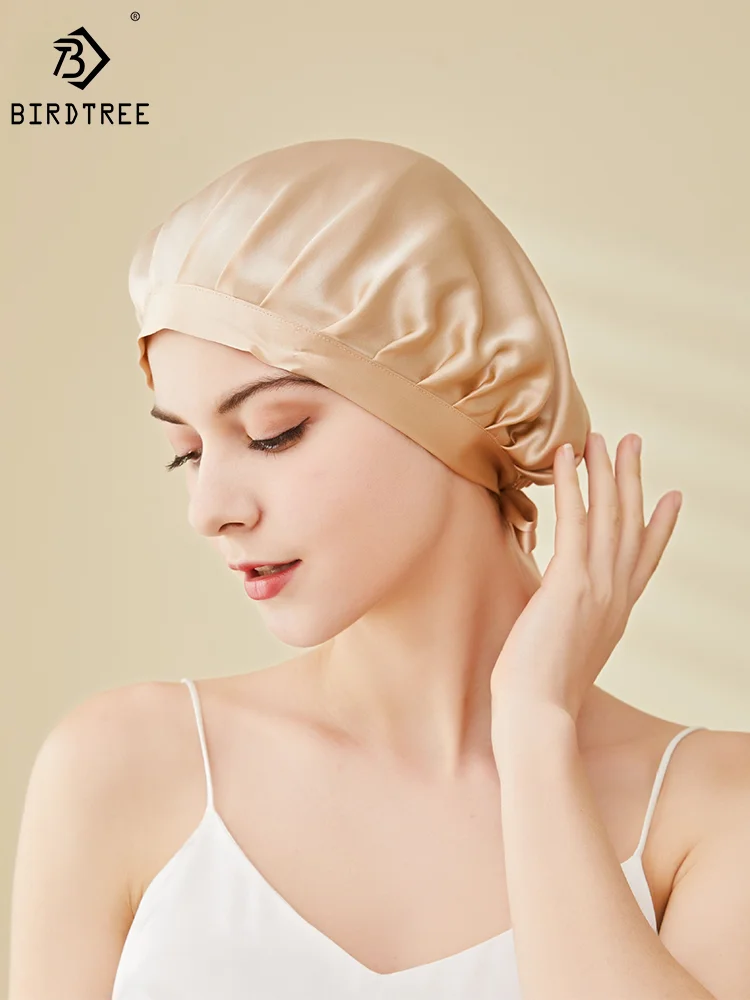 

Birdtree 100%Real Silk New French Style Shower Cap, Moisture Absorbing Silky Smooth, Breathable Comfortable for Women A43872QM