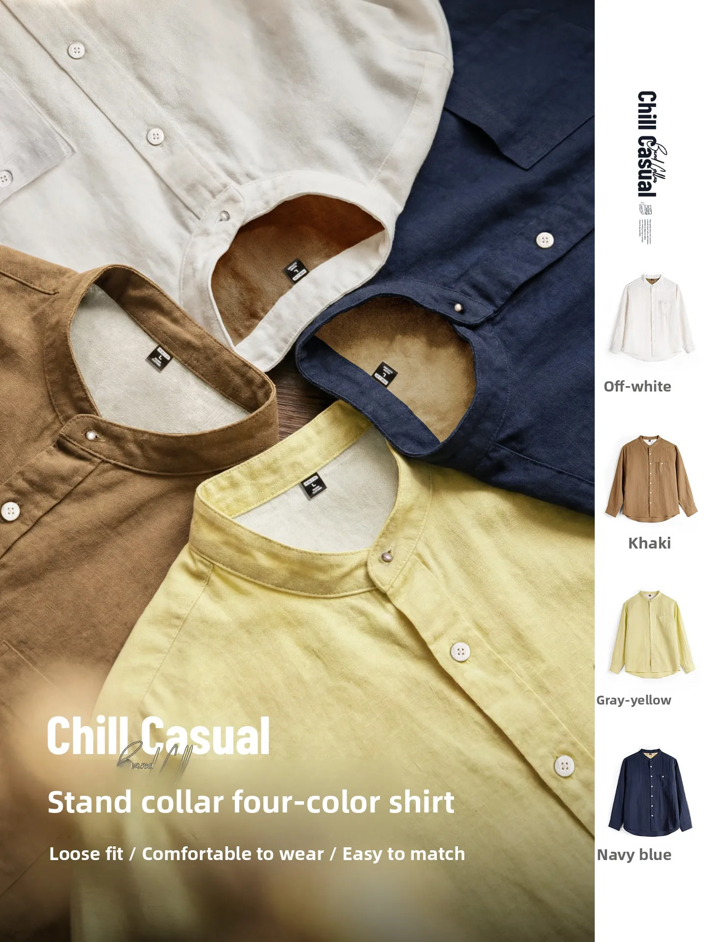 

Loose Fit Long Sve Men's irt Casual Sle American Preppy Spring Autumn Wear Comfortable Breathable Classic Collar