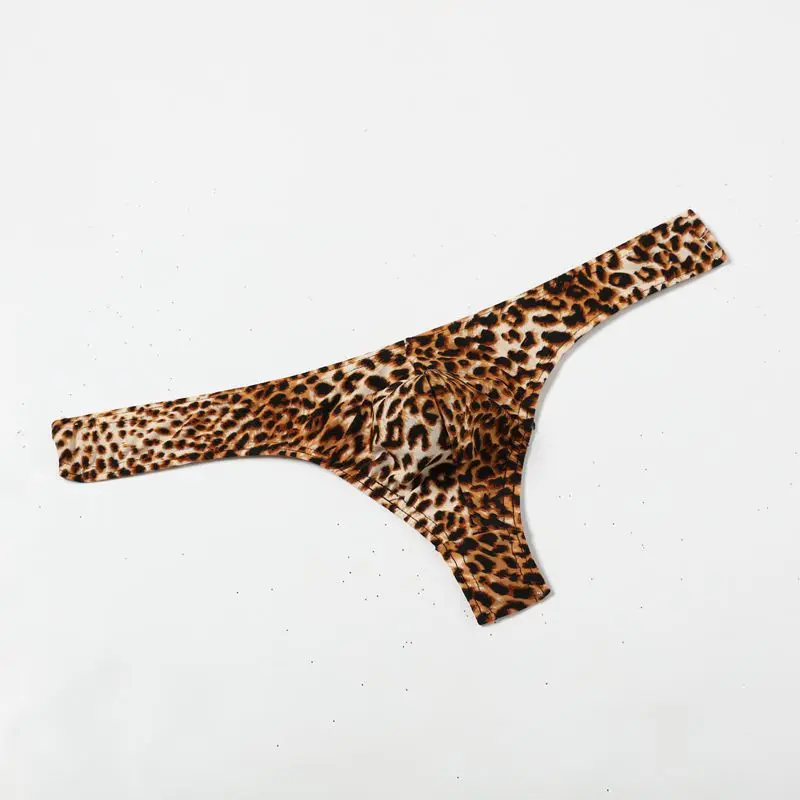 Men Pouch Bikini Underwear Leopard Printed Thong Men Bodysuit M-3XL Sexy Homme Low Rise G-string Gay Sexy Underpants