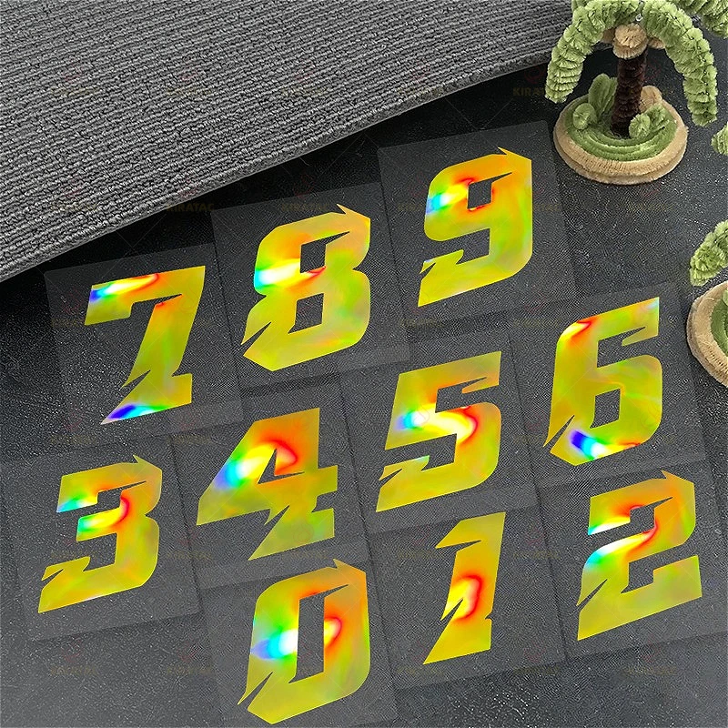 الذهب الليزر 2 حجم حزمة دراجة نارية عدد ملصقات مقاوم للماء للدراجات النارية Fairings الخوذ خزانات الوقود نوافذ السيارات شارات الفينيل