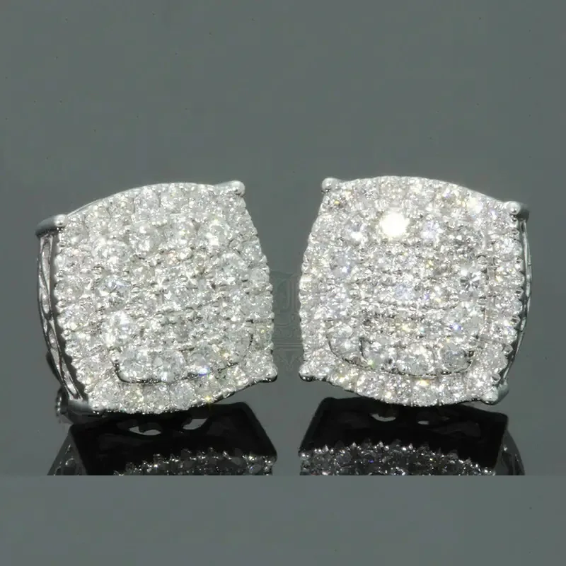 Dazzling Silver Color Square Inlaid Cubic Zirconia Stud Earrings for Women Fashion Engagement Wedding Earrings Jewelry