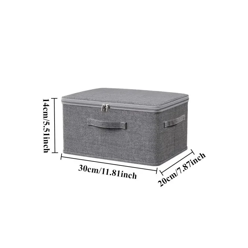 กล่องเก็บของพับได้ขนาดใหญ่สำหรับเสื้อผ้าเครื่องสำอาง 30x20x4 ซม. ฝาปิดนุ่ม กล่องจัดระเบียบสำหรับใช้ในบ้าน