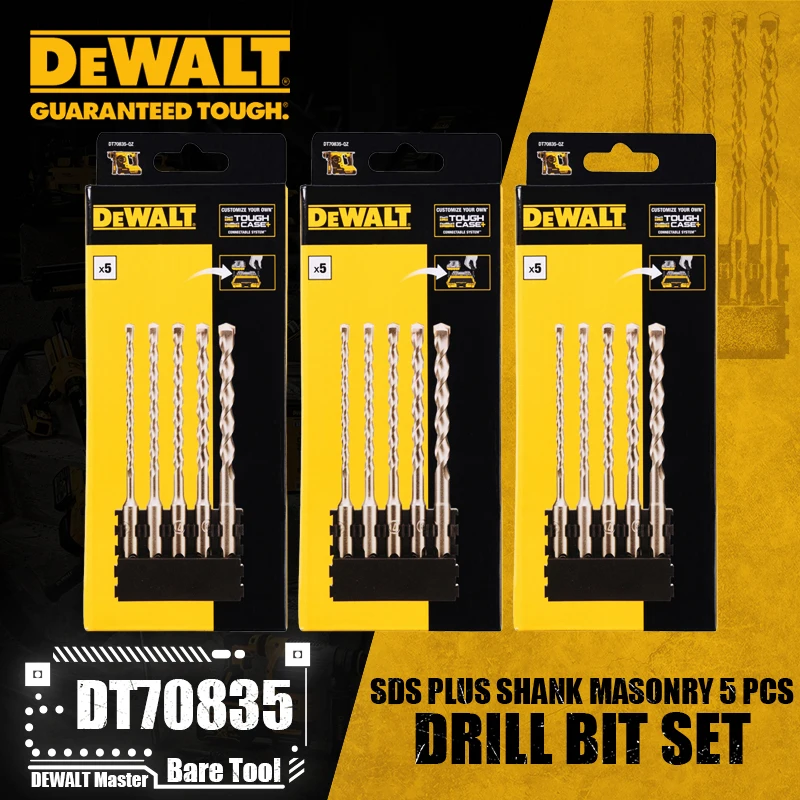 DEWALT DT70835 SDS Plus schacht steenboorset 5-pack accessoires voor elektrisch gereedschap