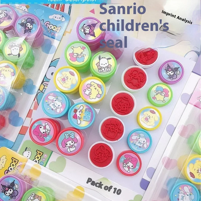 Sanrio Kawaii Samps für Kinder Cartoon Cinna moroll Kuromi Selbst tinte Lehrer Briefmarken Party bevorzugen Kinder Preis Stuffers Spielzeug Geschenk