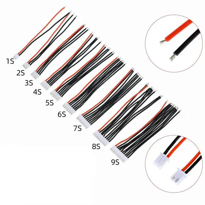 5Pcs 22AWG Silicone 1S 2S 3S 4S 5S 6S 7S RC Lipo Battery Balancer Charger Plug Wire Connector 2.54mm Pitch JST-XH Balancer Cable