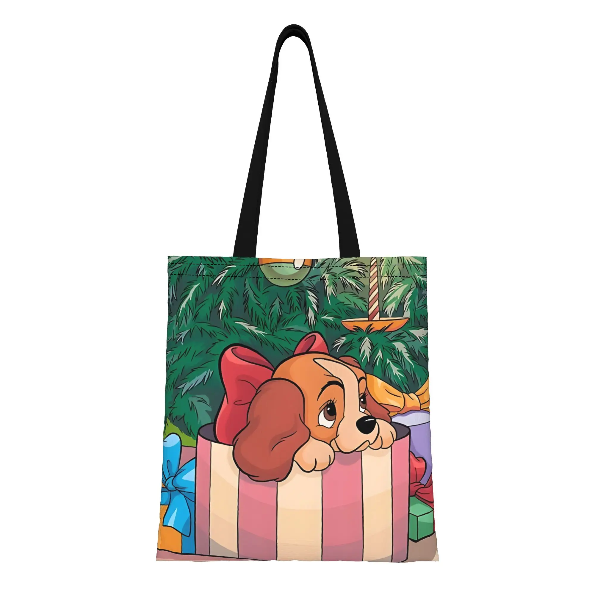 

1 шт. Большая вместительная холщовая сумка-тоут с принтом «Дама и странник», складная, с шикарным узором, без застежки