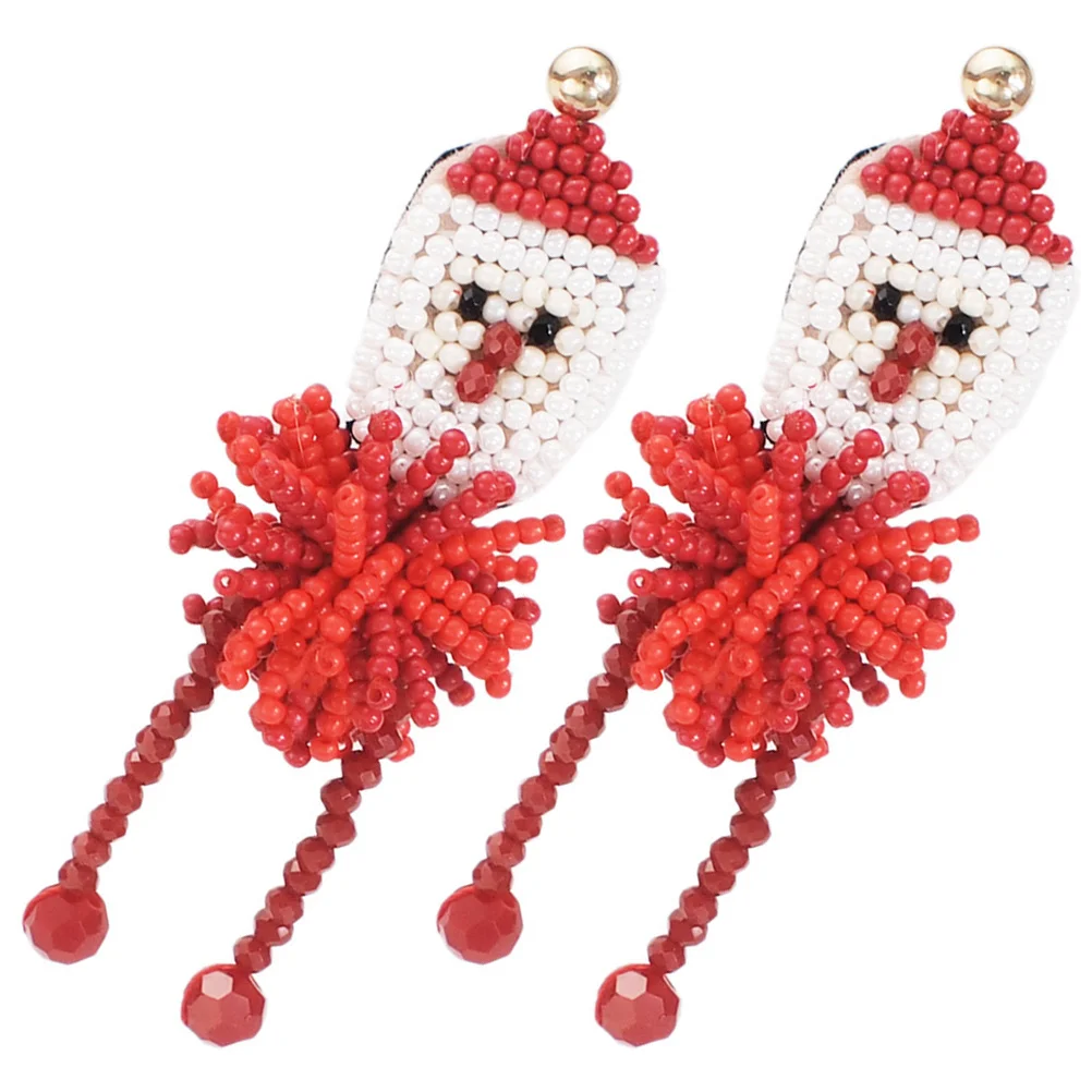 

1Pair Santa Claus Earrings Christmas Beaded Drop Dangle for Women Girls Fun Holiday Ear Decor Cute Lightweight Fashion Jewelry