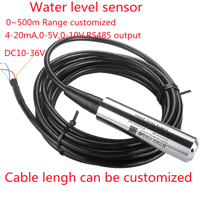 IP68 Submersible water level Sensor 2m 3m 5m range 4-20mA 1-5V output liquid pressure Transmitter