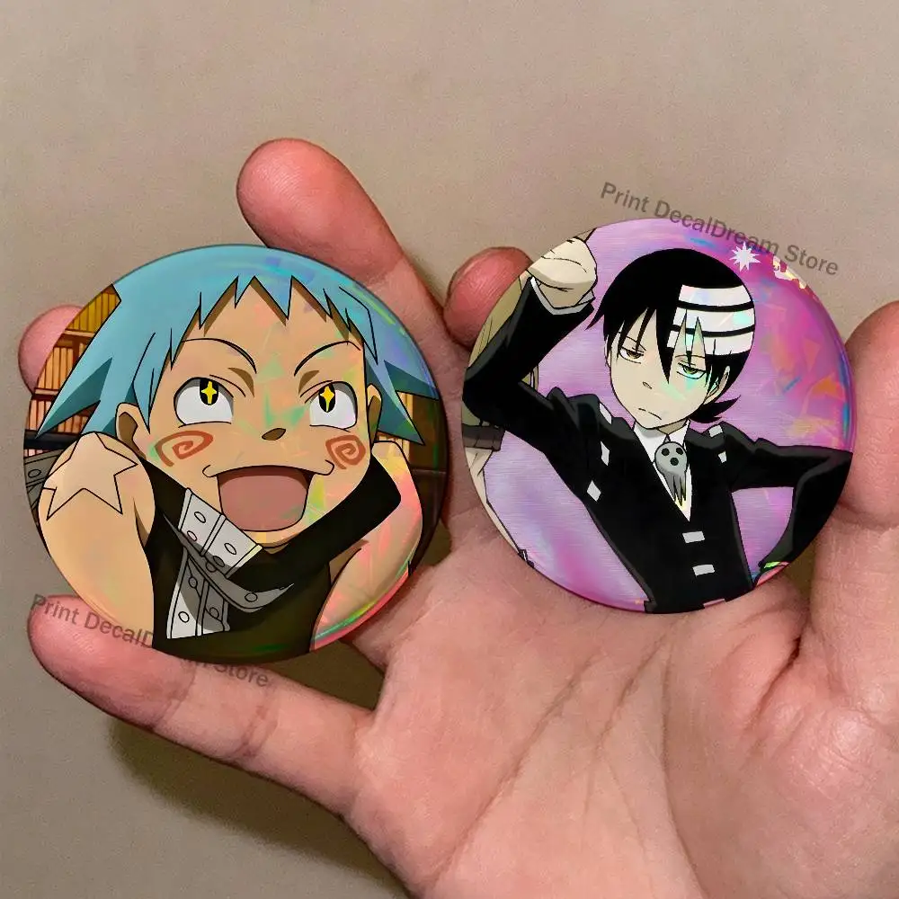 Anime S-SOUL EATER Enamel Pins Funny Cartoon Characters Badge Fashion Jewelry Accessories Round Snap-in Brooch on Backpack