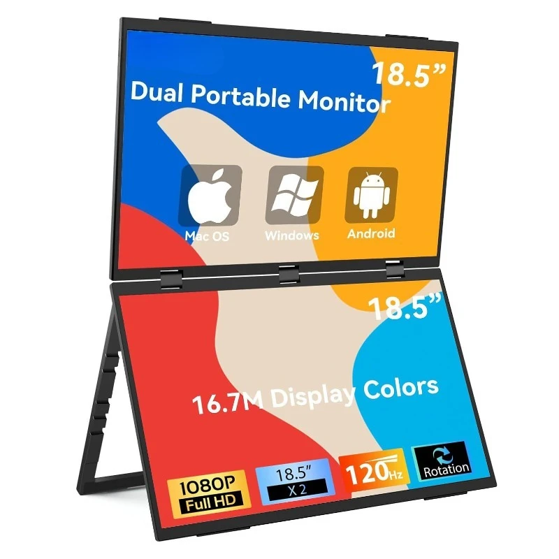 18.5-inch folding dual-screen monitor, portable screen first-line connected to computer, notebook expansion screen PS5 screen
