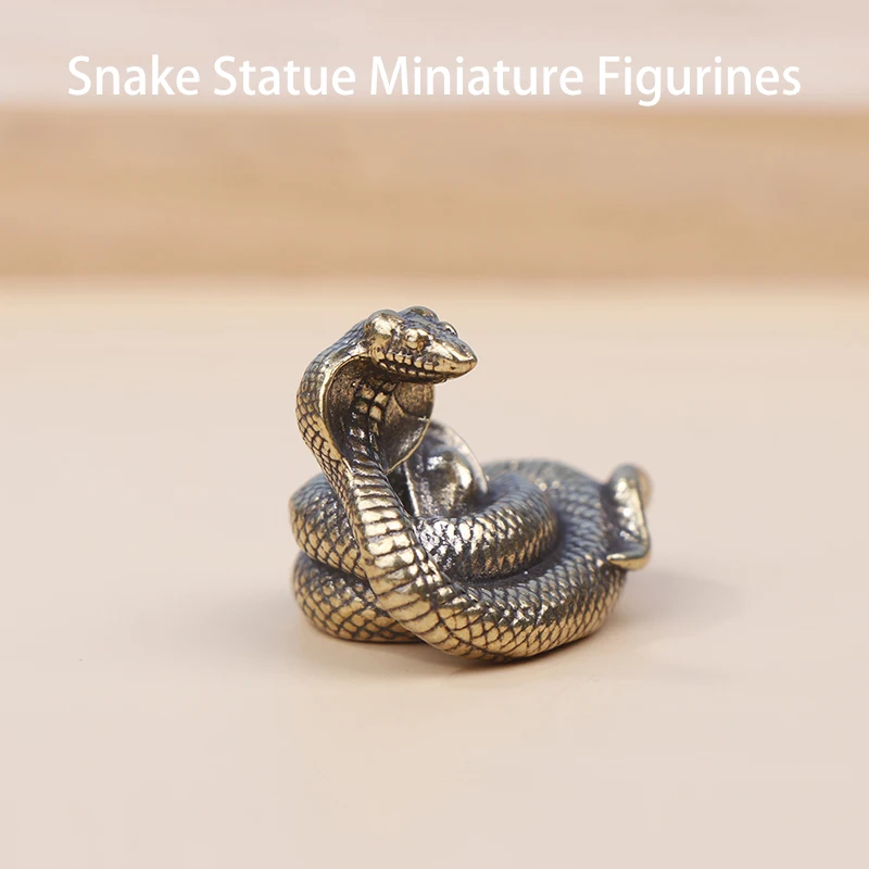 1pc Antique Bronze Snake Statue Miniature Figurines Copper Zodiac Animal Desk Decorations Ornaments Brass Crafts