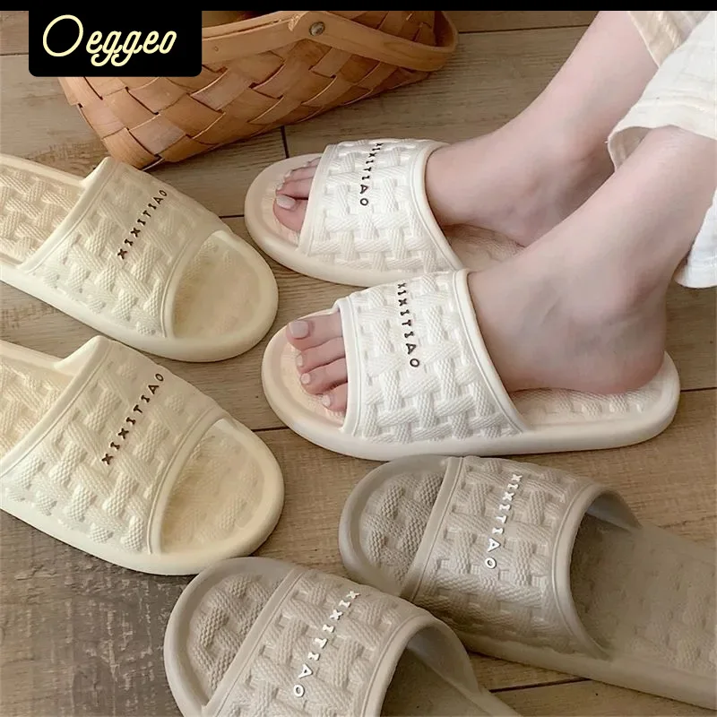 

oeggeo Couples indoor anti-skid and odor-proof soft-soled slippers boys &girls summer ins simple bathroom bath eva slippers