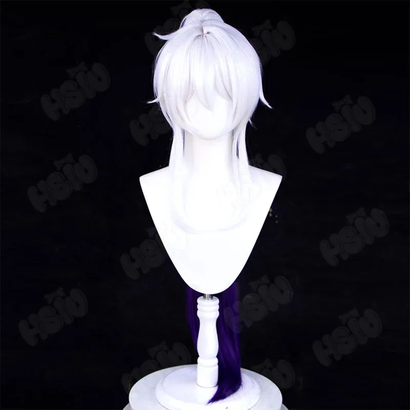 Game Honkai Impact 3 Kiana Kaslana Cosplay Wig White mixed purple ponytail long hair anime cosplay Wig Game cosplay wig
