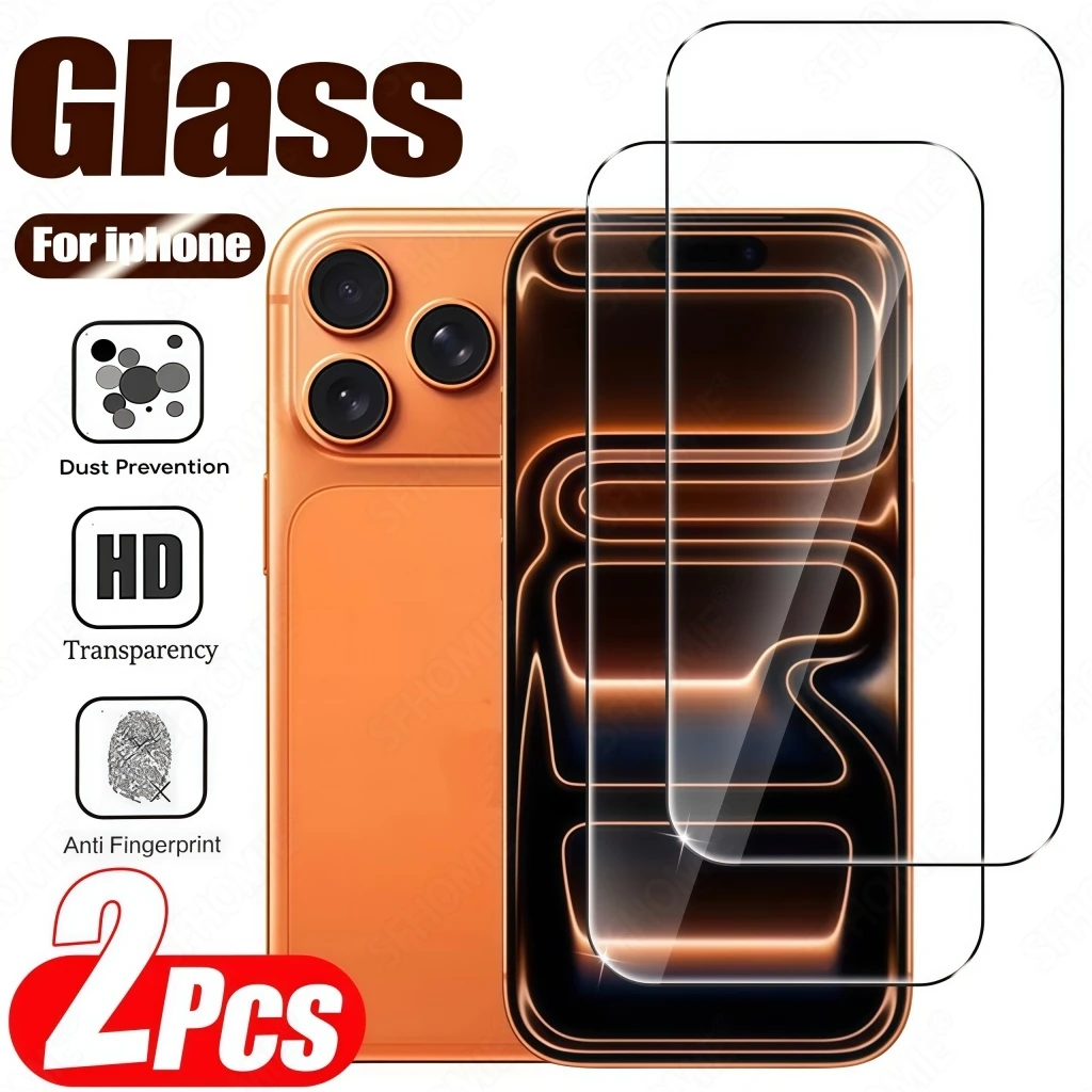 2 Stücke HD Gehärtetes Glas Displayschutzfolie Für iPhone 11 12 13 14 15 16 17 Pro Max 14 15 16 Plus 17 Luftglas Schutzfolie
