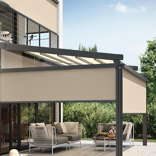 Factory Waterproof Zip Screen Outdoor Motorized Roller Blinds Customizable
