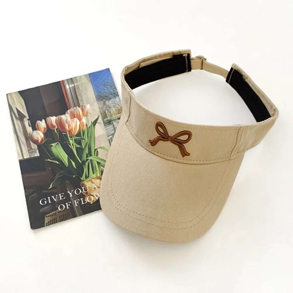 Sun Protection Sun Hat Portable Bow Embroidery Breathable Baseball Cap Empty Top Adjustable Sun-Proof Caps Ladies