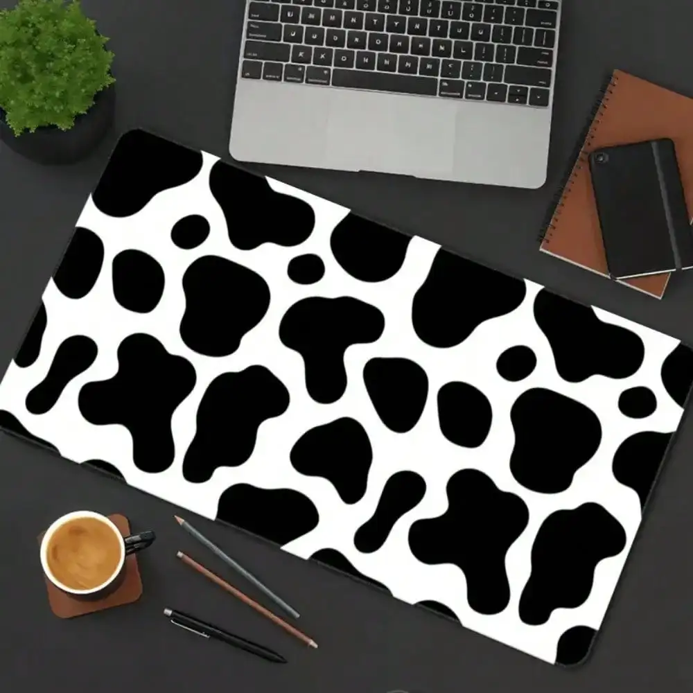 

Minimalist Cow Pattern Gaming Extended Desk Mat- Spacious Non-Slip Rubber Desk Pad With Sewn Edges, Black And White Spot Pattern, Sleek Surface For Office And Home Decoration, Ideal For Gamers And Professionals, Keyboard