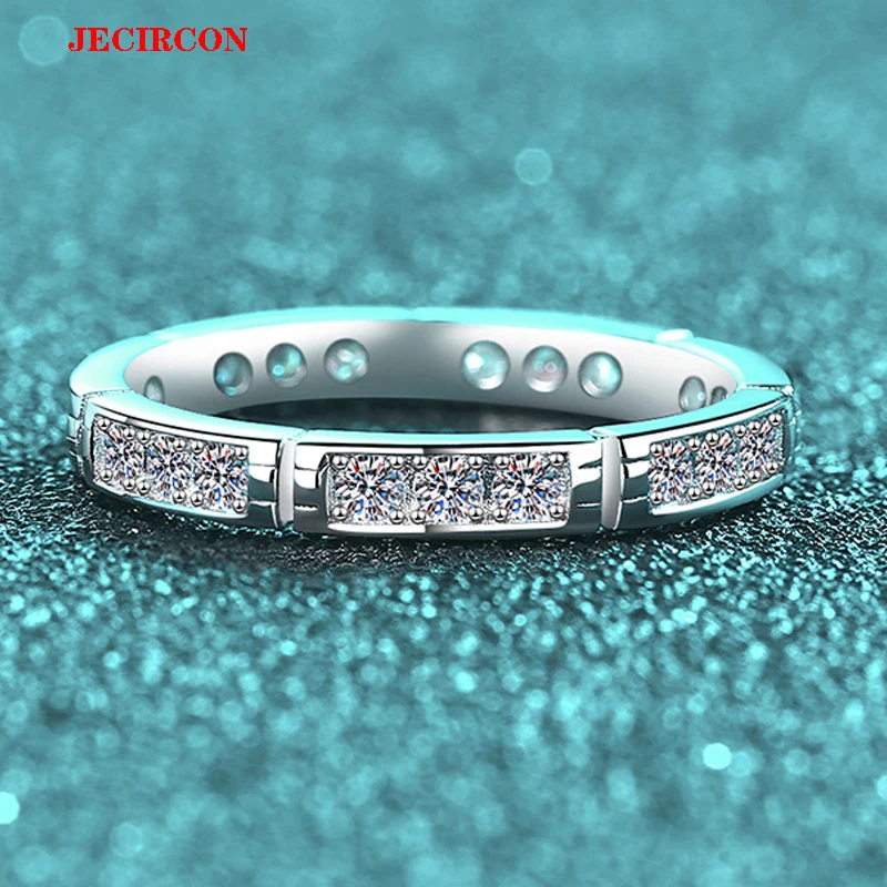 

Кольцо JECIRCON из стерлингового серебра S925 с узором из бамбукового узора из муассанита, блестящее уникальное, покажите свою индивидуальность, быстрый ваши