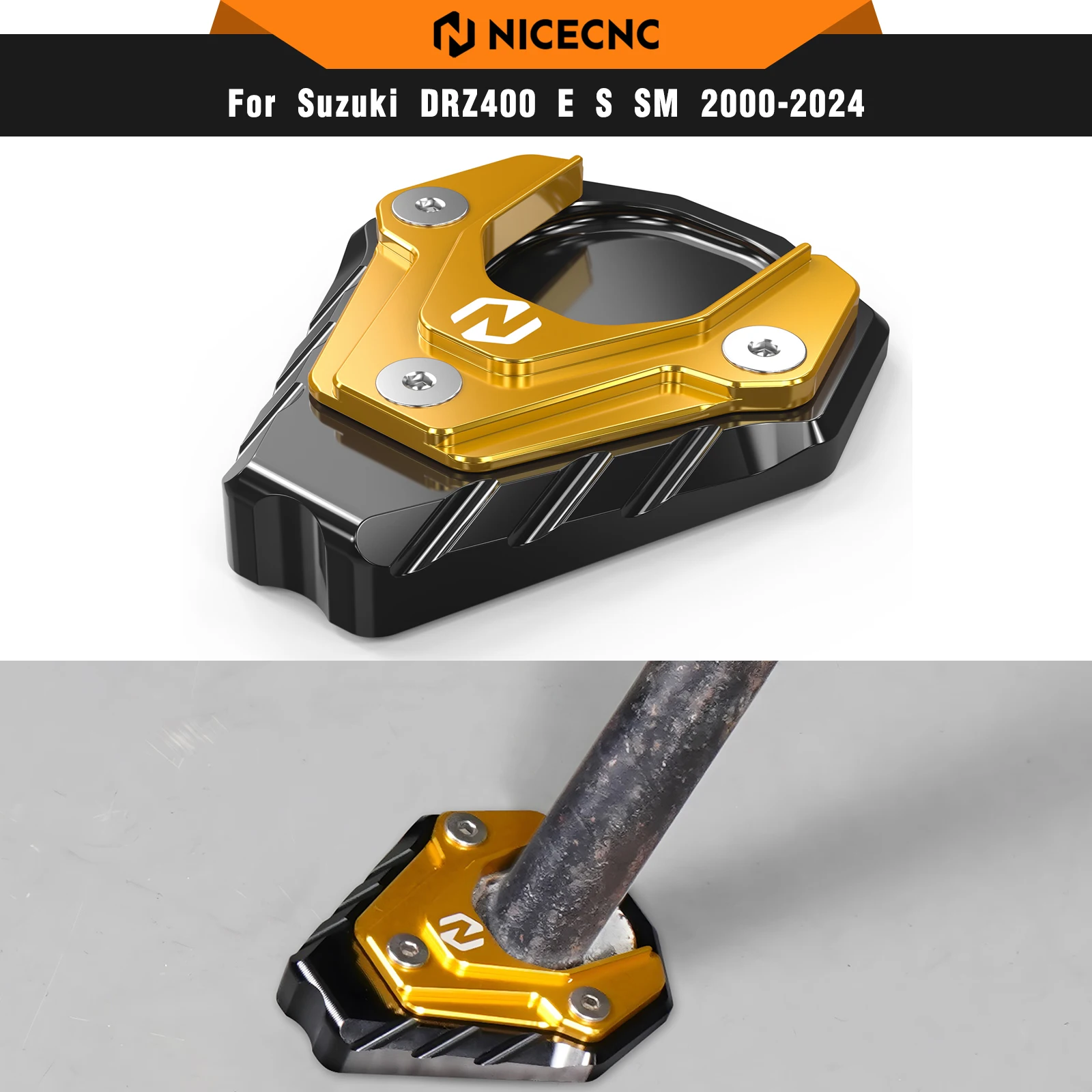 

NICECNC For Suzuki DRZ400S 2000-2024 DRZ400SM 2005-2024 DR-Z 400 S DR-Z 400 SM Motorcycle Kickstand Side Stand Pad Extension