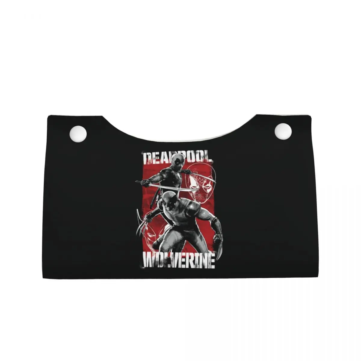 Custom Deadpool Wolverine Anime Facial Tissue Box Cover Rectangular PU Leather Tissue Box Holder for Car Bathroom