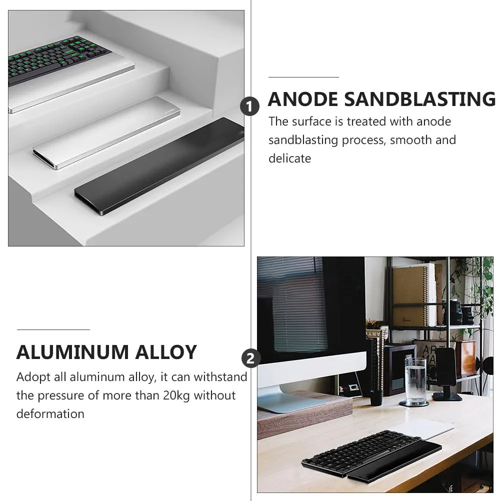Ergonomic Keyboard Wrist Hand Rest Aluminum Alloy for 87 Keys Heavy Duty Hollow Structure 20Kg Pressure Resistance Non-Slip