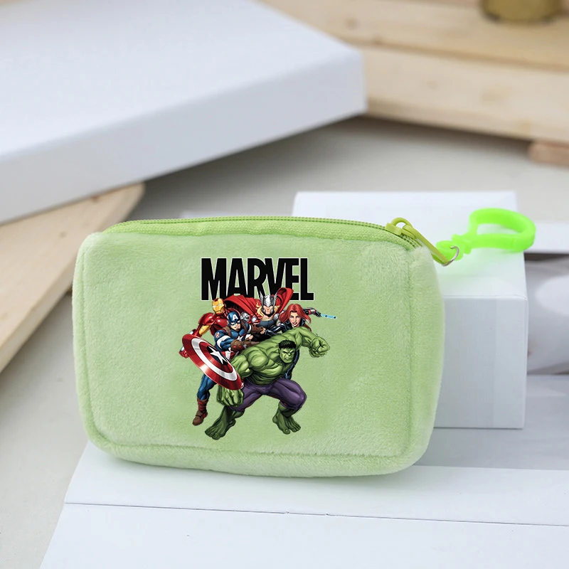 Новый плюшевый кошелек для монет Marvels Avengers для мальчиков и девочек, кавайный мини-кошелек в стиле аниме, забавная сумка для наушников с героями мультфильмов, модный милый рюкзак с подвеской