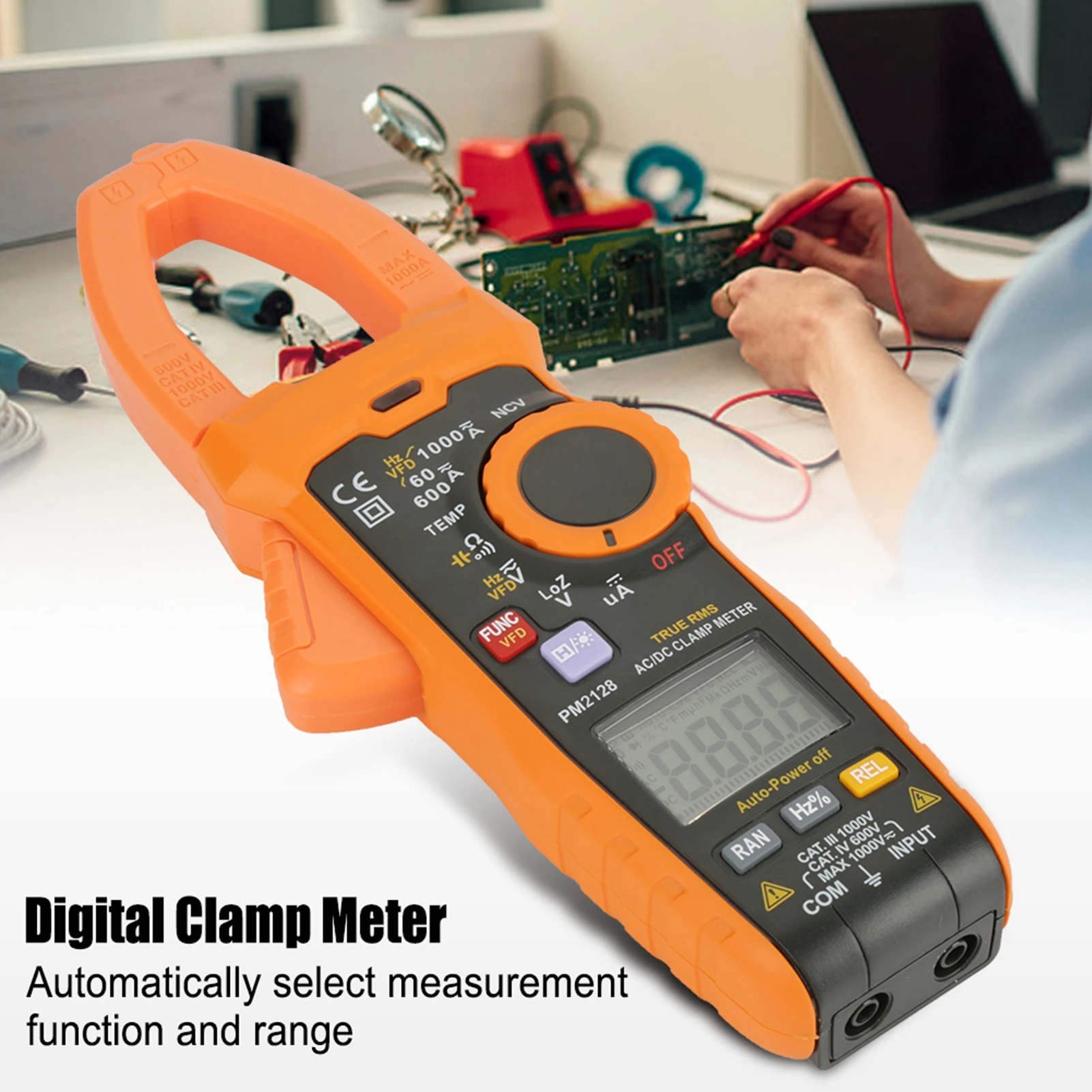 

1000A Clamp Meter PEAKMETER PM2128 Handheld Digital AC/ Voltage Current Clamp Meter Resistance Capacitance Digital Clamp Meter