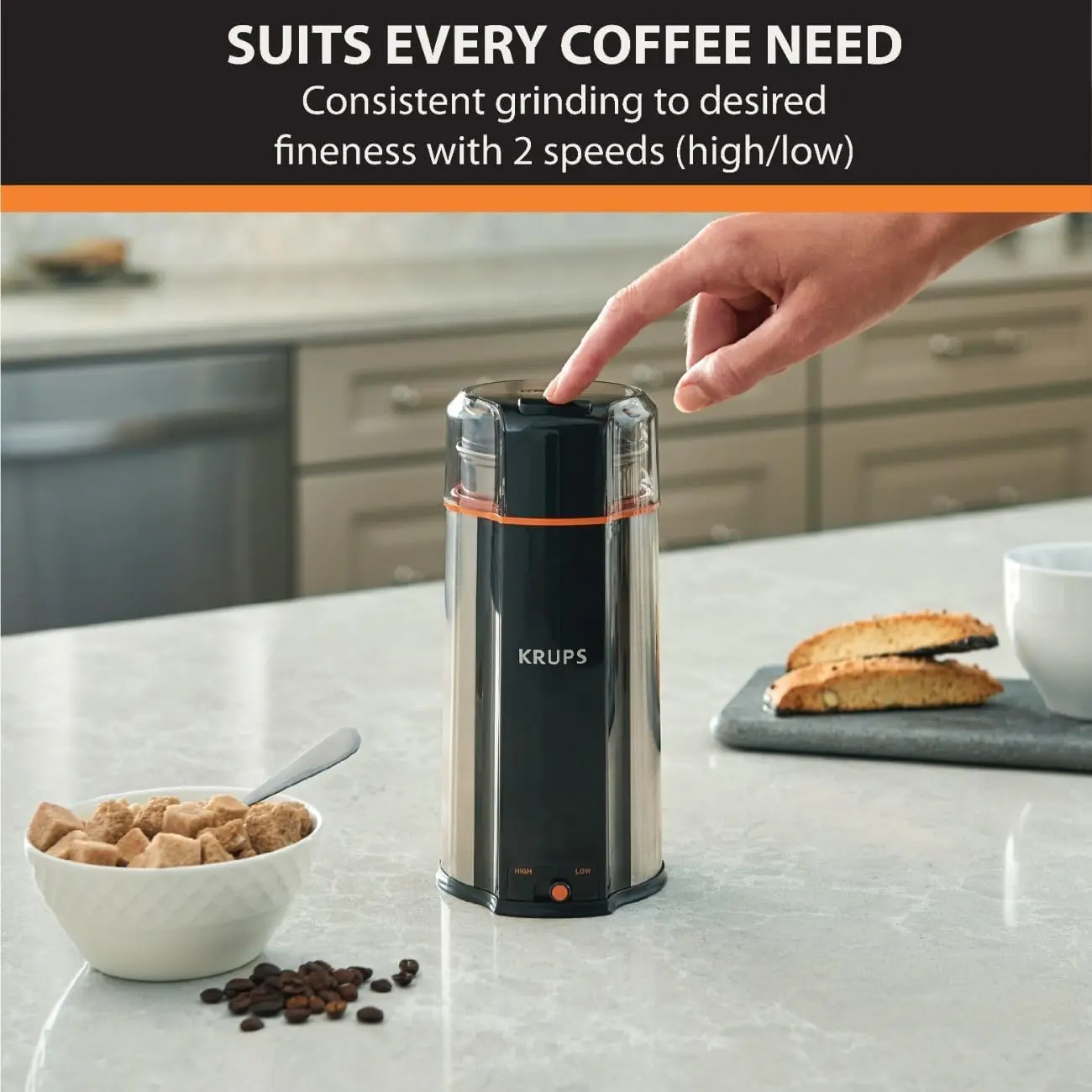: 3oz Coffee Grinder, Ultimate Silent Vortex Plastic and Stainless Steel Grinder with Removable Bowl Mess-Free, 8 Times