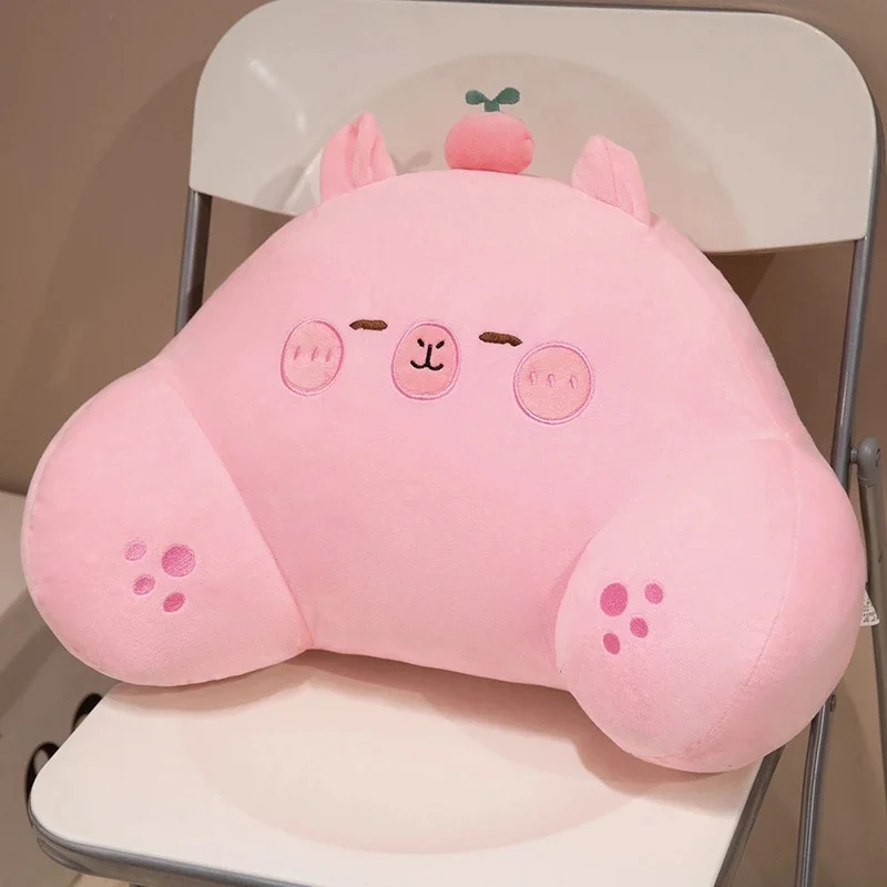 Capybara Lumbar Pillow Plush Cute Orange Fruit Top Soft Cotton Doll Cushion For Sofa Bed Office Desk Cozy Home Decor For Kids
