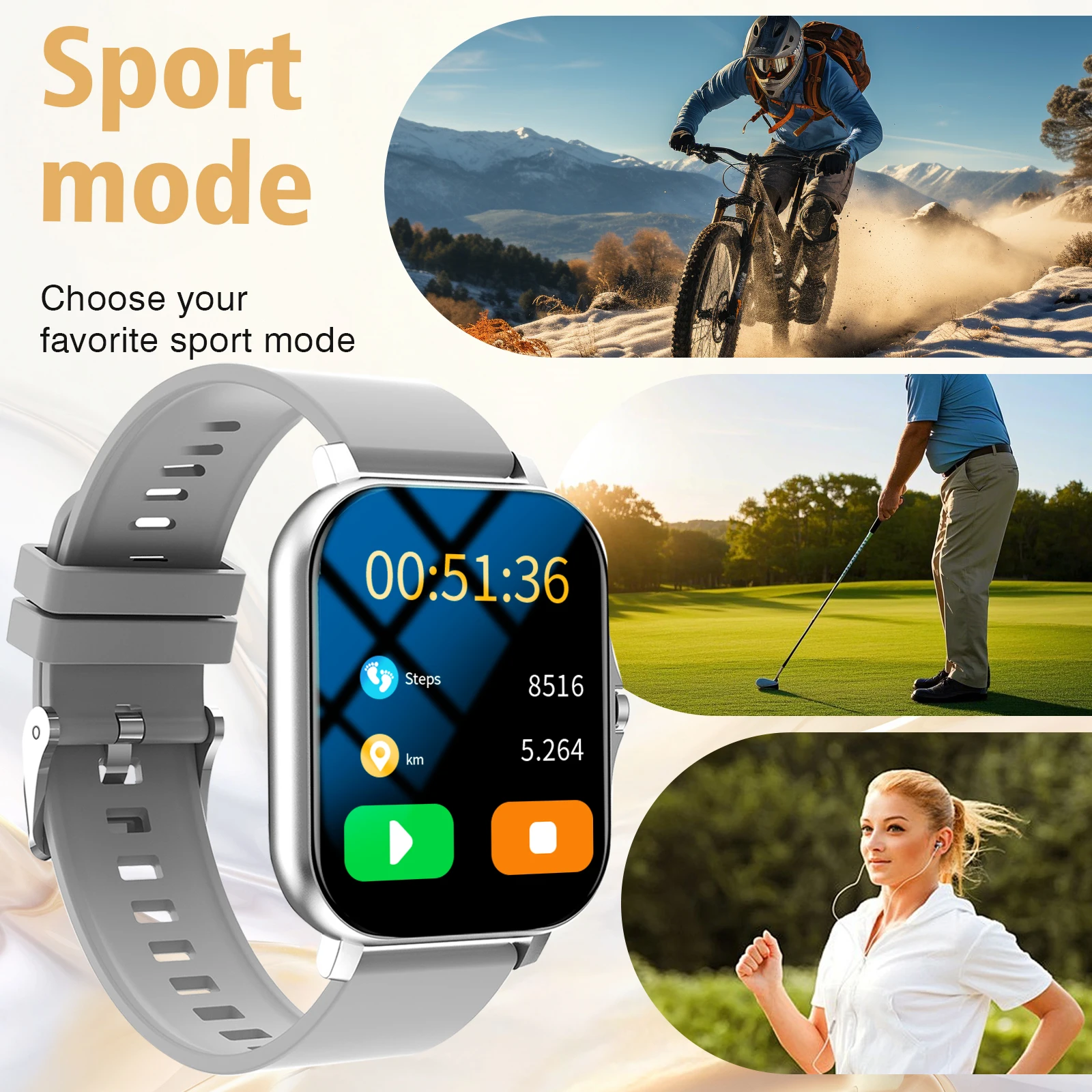 ساعة ذكية، محادثة/قرص لاسلكي، وضع رياضي متعدد للرجال والنساء، متوافق مع هاتف IPhone/Andriod