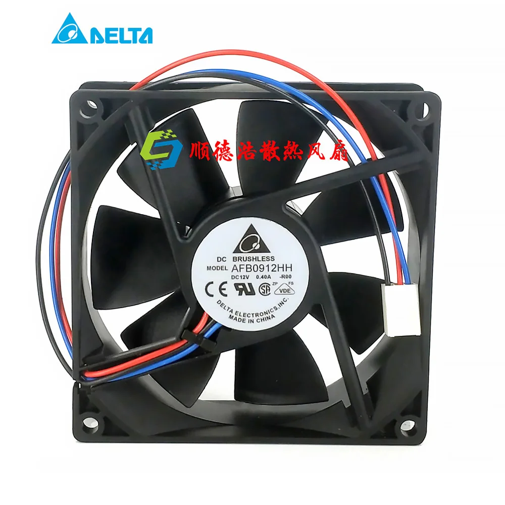 Ventilador de refrigeración con conector de 3 pines para delta AFB0912HH DC 12V 0.40A 92x92x25mm, 3 cables