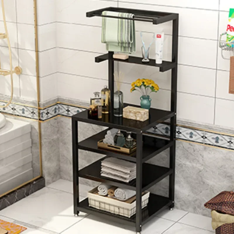 Large Capacity Bathroom Rack Floor-to-ceiling Type Without Punching Towel Holder Wash Gargle Table Toilet Shampoo Storage Shelf