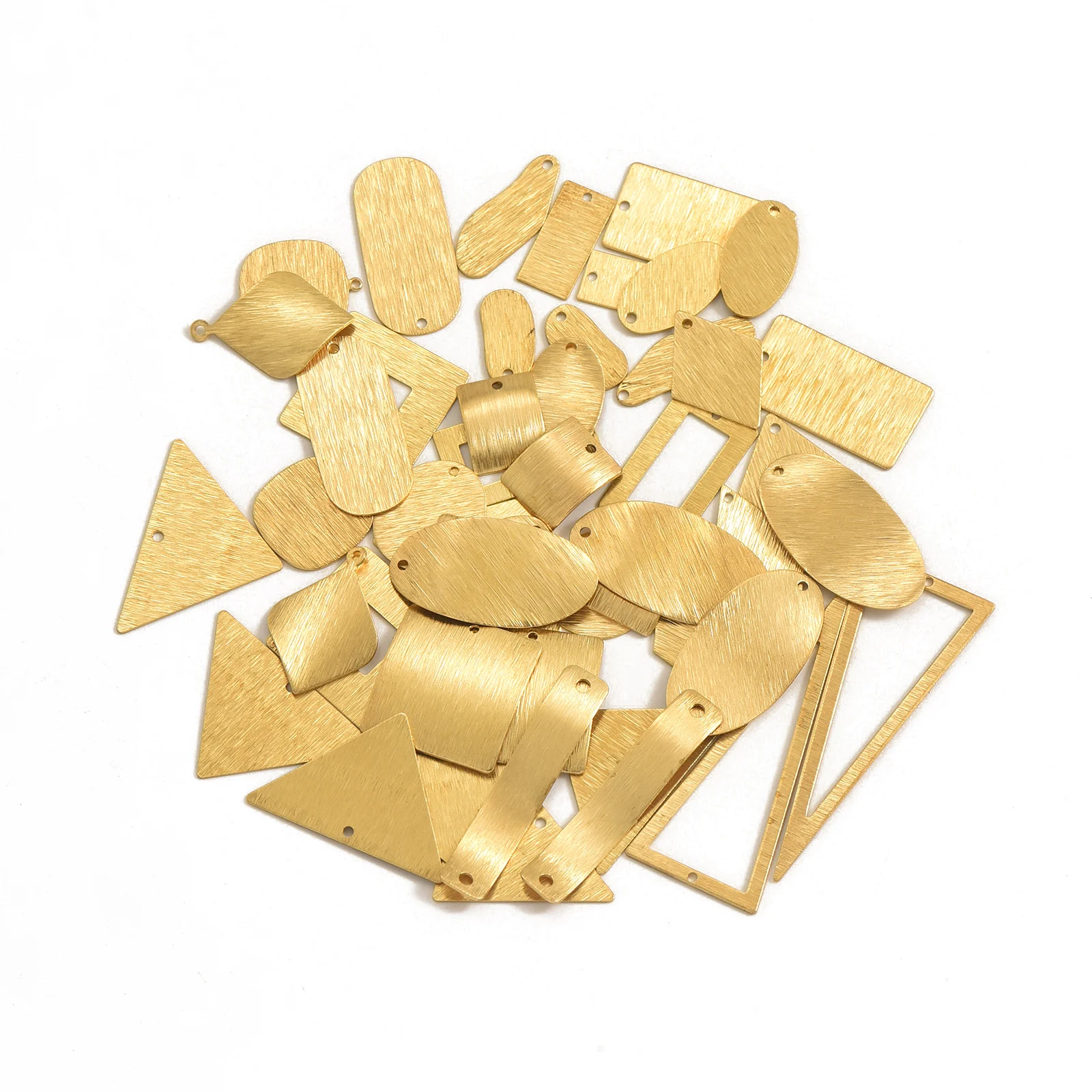 Brass Double-Sided Drawn Arc Single-Hole Geometric Square Accessory, DIY Necklace and Earring Metal Pendant