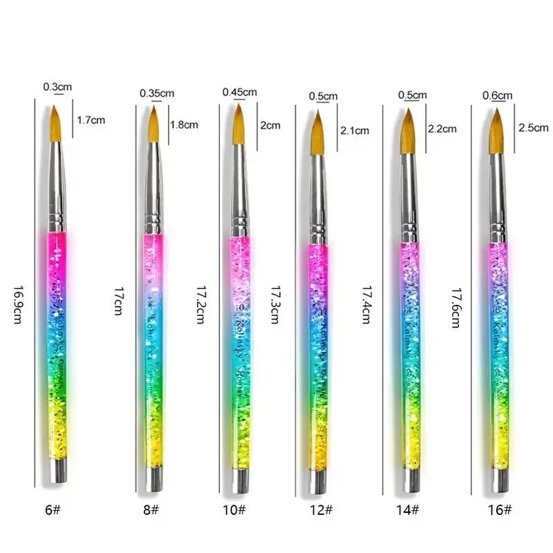 Bunter Acryl-Nagelbürste, glänzender Kolinsky-Stift für UV-Gel-Malerei, Schnitzen und Bauern-Design, Maniküre-Zubehör