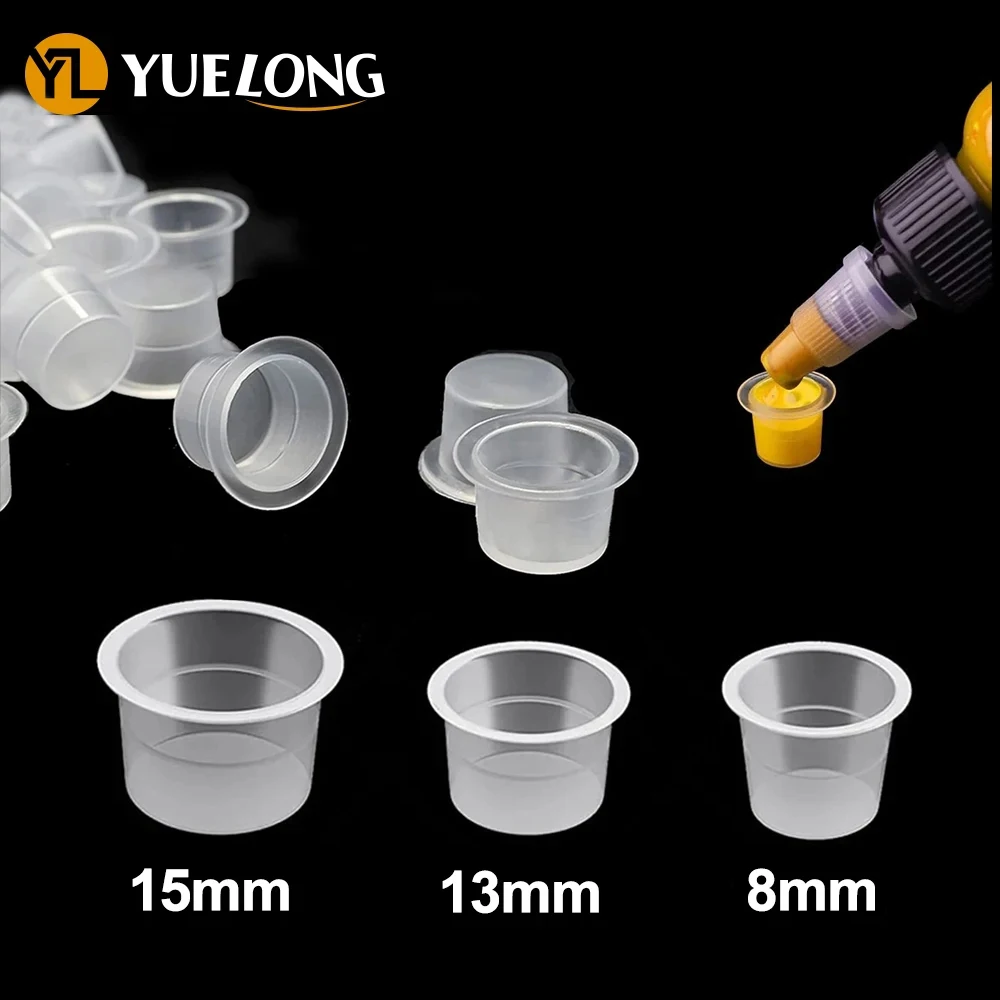 

100/500/1000pcs S/M/L Plastic Disposable Tattoo Ink Cups Makeup Permanent Pigment Clear Holder Container Cap Tattoo Accessory