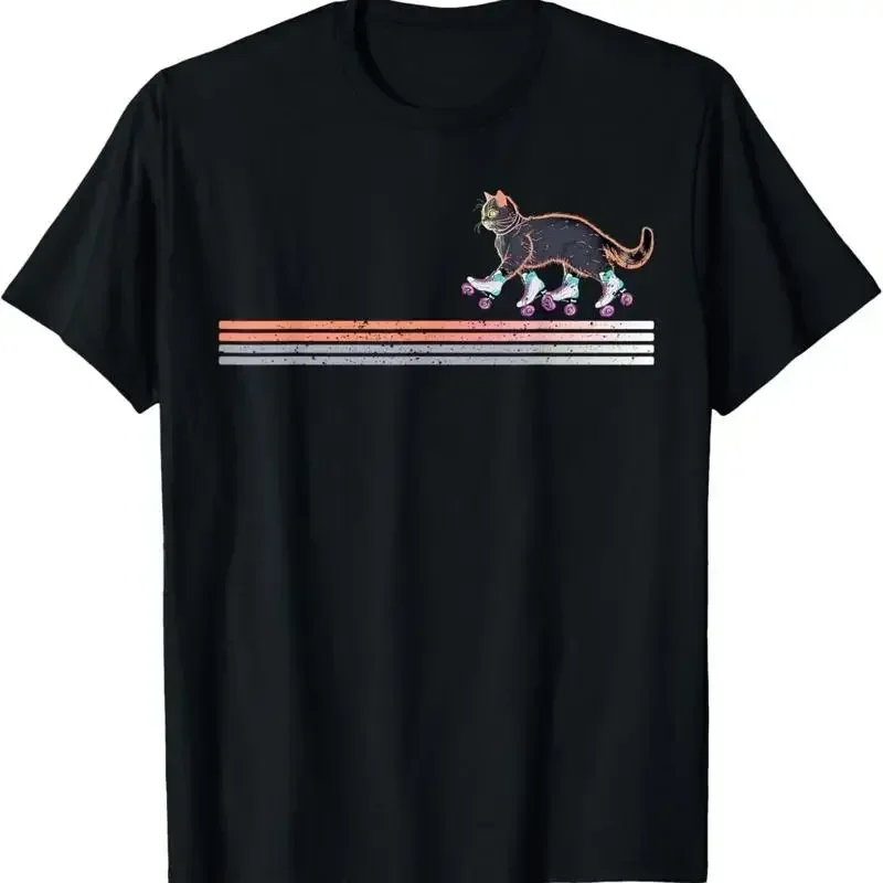 Retro Roller Skating Cats Derby Skater T Shirt