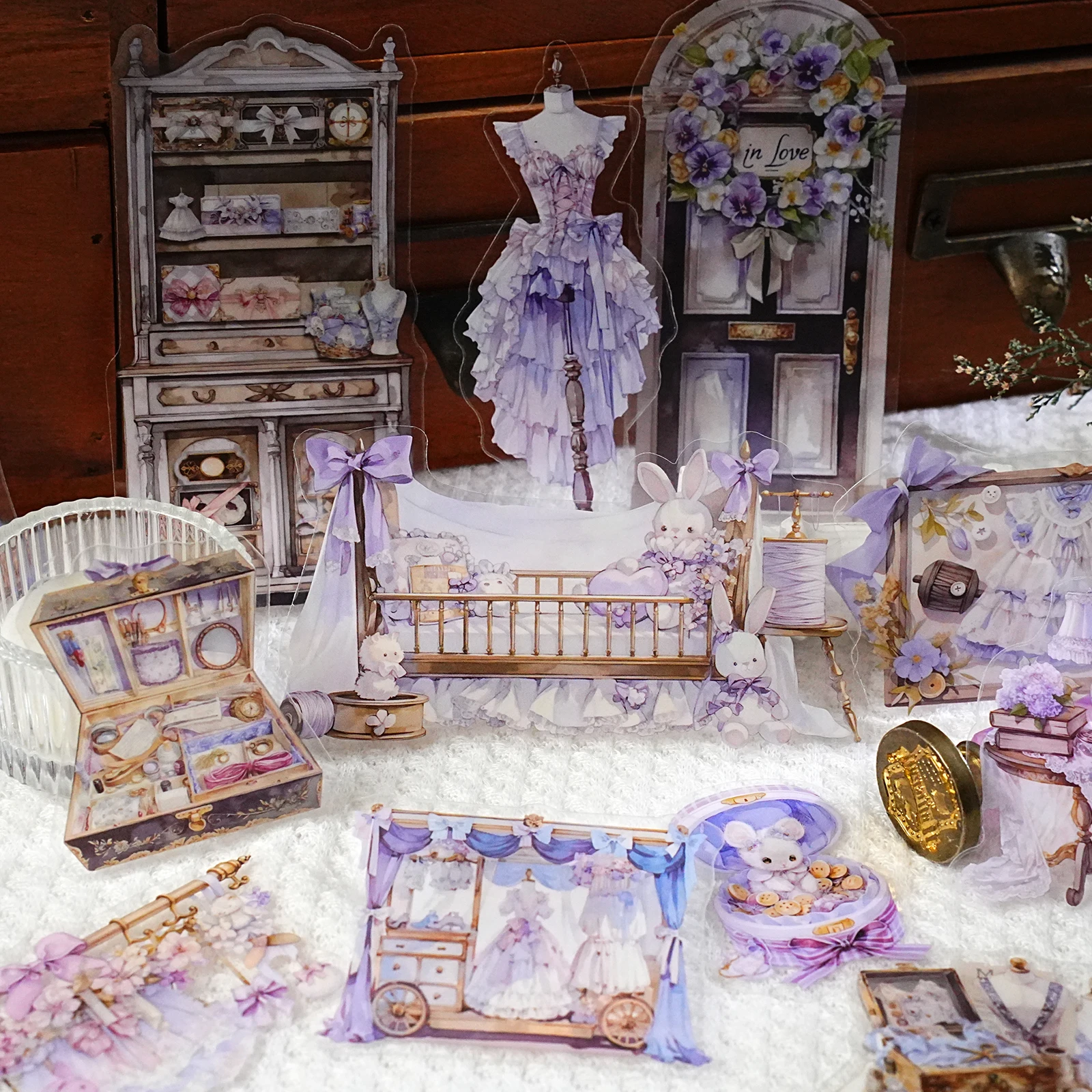 15 قطعة من ملصقات خزانة الحكاية الخيالية لسكرابوكينغ، حقائب هدايا للأطفال، المجلات التي يمكنك صنعها بنفسك، ديكور الغرفة، ملصقات القرطاسية #5