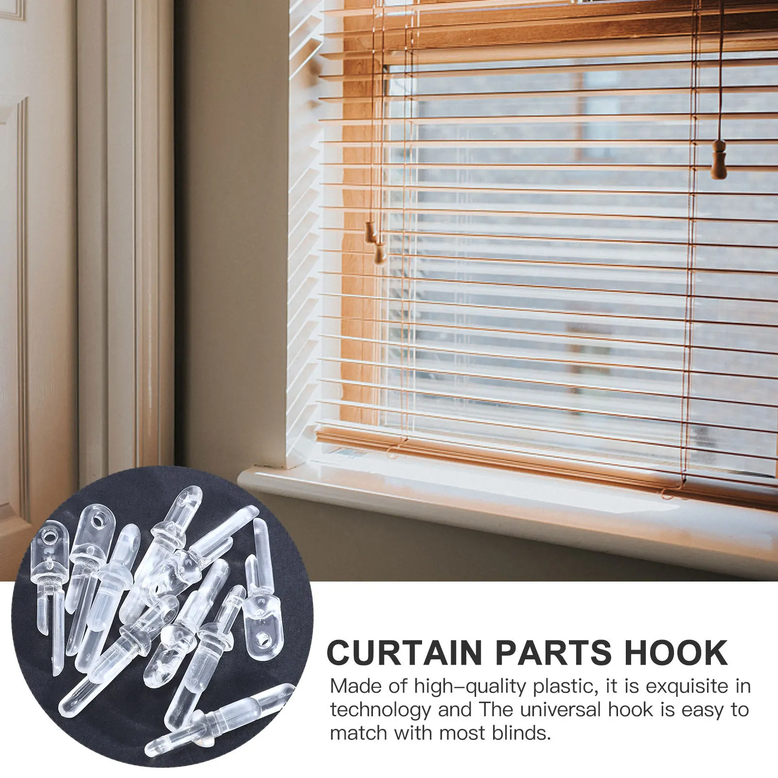 

10Pcs Curtain Hook Parts Transparent Replacement Blind Hangers Strong Reusable Plastic Hooks for Curtain Rods Easy Fix No Tools