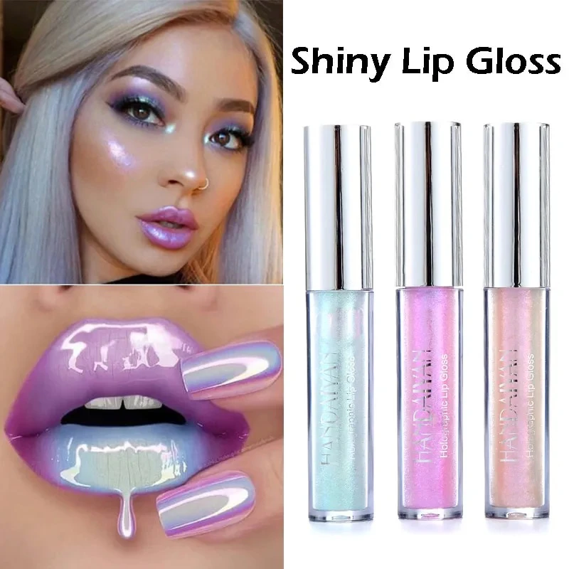 Handaiyan 6 Colors Glitter Lip Gloss Waterproof Moisturize Shimmer Shiny Lipsticks Mermaid Pigment Crystal Metallic Lip Makeup