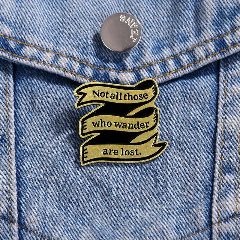 Creative Ribbon Letter Shape Metal Brooch Oil Drop Alloy Badge Pin For Commute DIY Clothes Bags Hat T-shirt Jeans Decoration