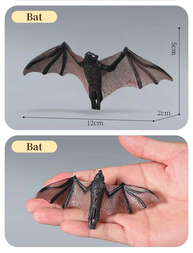Große Fledermaus-Simulationstierfigur, Miniatur-Actionfigur, kognitives Lernspielzeug für Kinder, dekoratives Sammlungsgeschenk – Detail 4