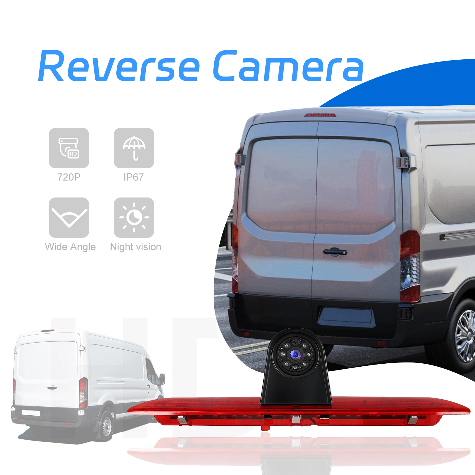 Podofo Auto-Rückfahrkamera für Ford Transit 2014-2018 Nachtsicht Bremslicht IP67 Wasserdicht 140° °   Betrachtungswinkel