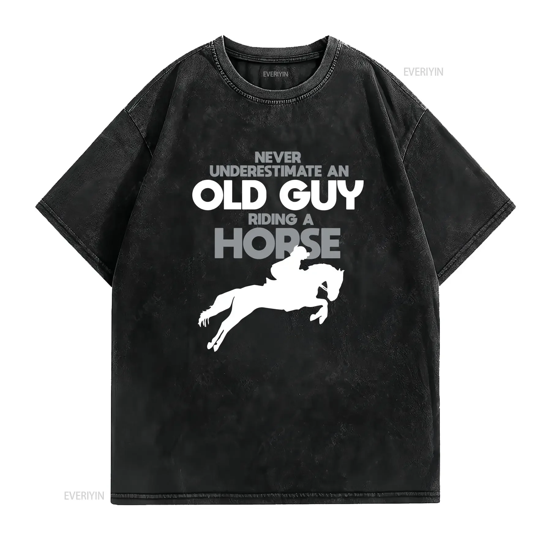 Never Underestimate An Old Guy Riding A Horse T shirt Mens Boys Birthday Christmas Top vintage Washed Stylish designer clothes
