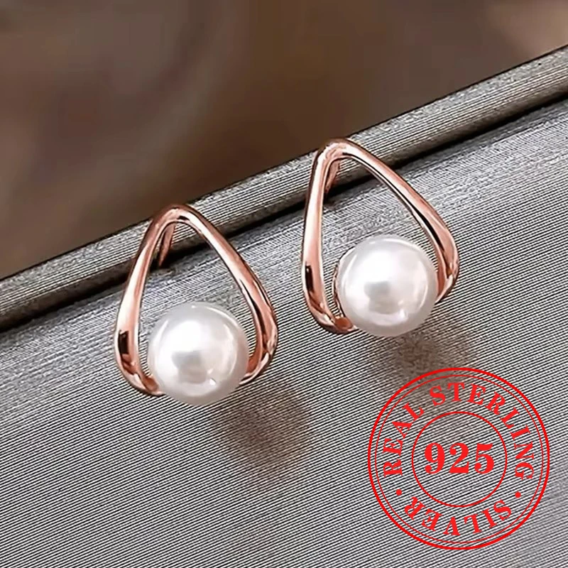 Huretailers-Boucles d'oreilles délicates en argent regardé 925 pour femmes, accessoires d'oreille nobles, breloques délicates, bijoux de fête de fiançailles, mode