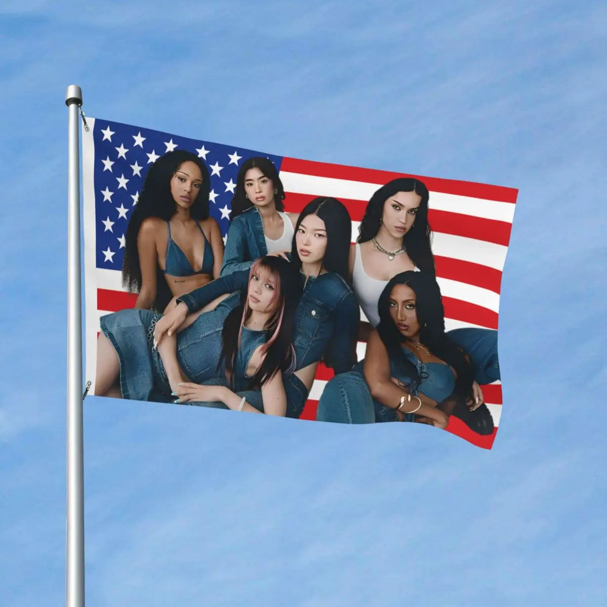 أفراد Katseye Kpop Yoonchae العلم داخلي في الهواء الطلق راية البوليستر العلم الأمريكي الديكور دائم 2x3 3x5 4x6 5x8 FT أعلام #2