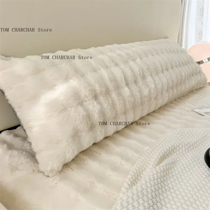 Taie d'oreiller longue en peluche de couleur unie, taie d'oreiller décorative (sans noyau), tissu doux et confortable, 1 pièce