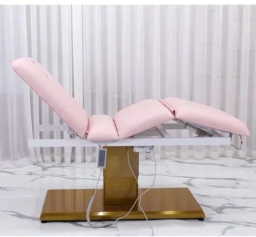 Lit de beauté électrique rose, canapé de tatouage, chaise pliante de levage du corps en plastique micro, massage médical, meubles de salon