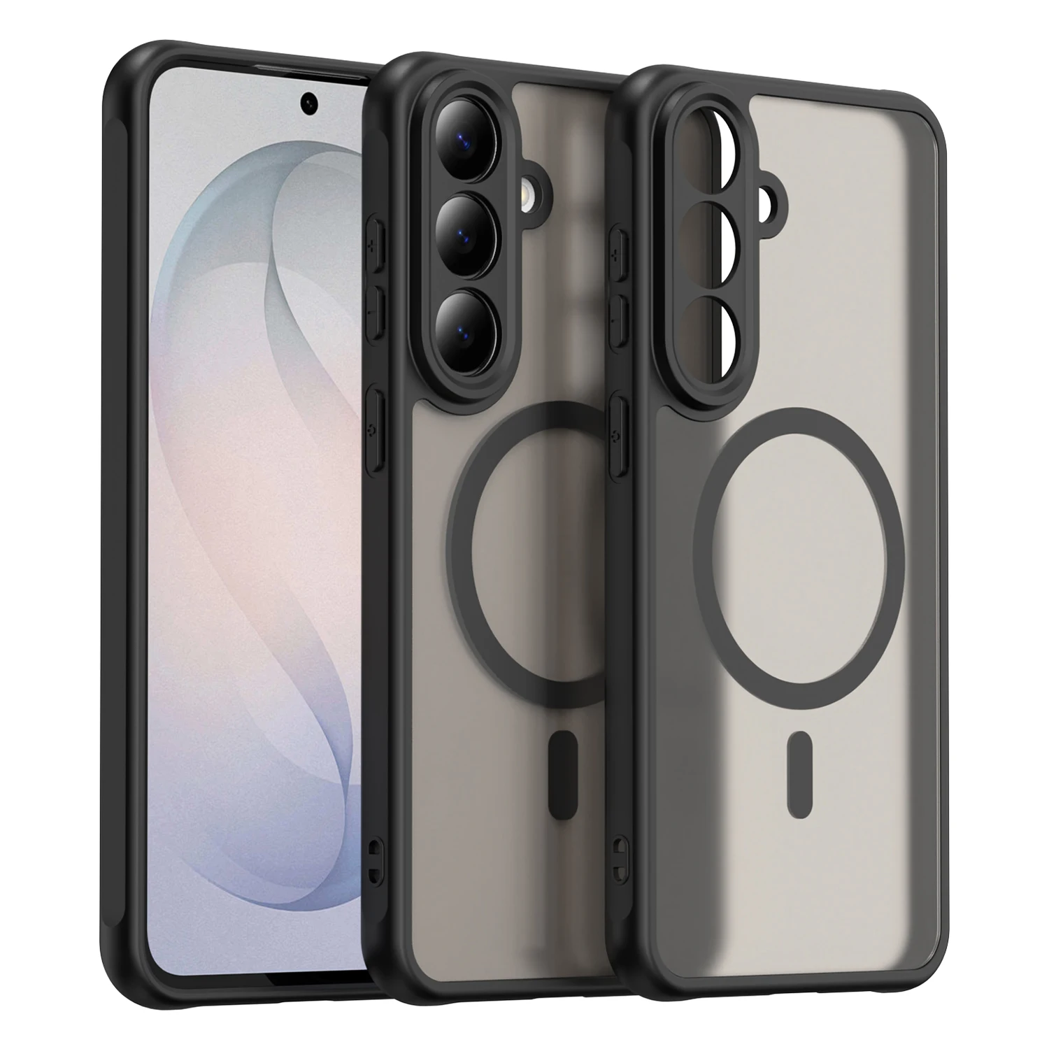 Translucent Frosted Shield Phone Case For Samsung Galaxy S26 FE Magnetic Wireless Charging TPU Frame Plastic Shockproof Cover