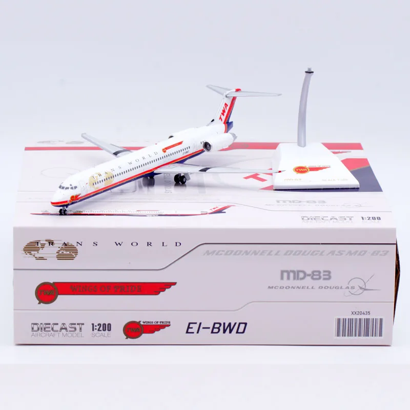 XX20435 Alloy Collectible Plane Gift JC Wings 1:200 Trans World Airlines TWA MCDONNELL Douglas MD-83 Diecast Jet Model EI-BWD