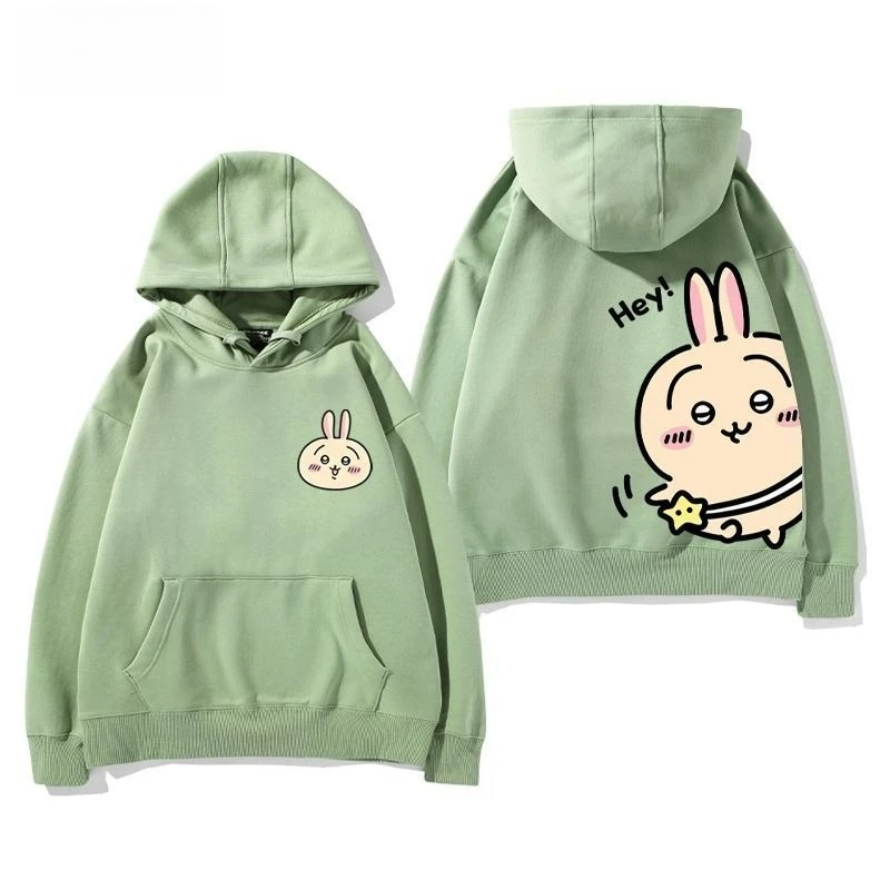 Anime Cartoon Chiikawa Usagi Hooded Sweatshirt Men and Women Couple Autumn and Winter Tops Pullover Soft Skin-friendly Keep Warm - view 4